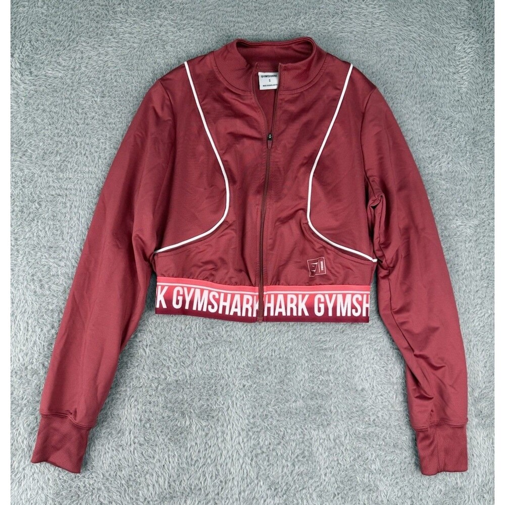 Gymshark Recess Track Top Women S Pink Cropped Full Zip Jacket Logo Athletic